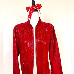 Chicos red leather jacket size 2